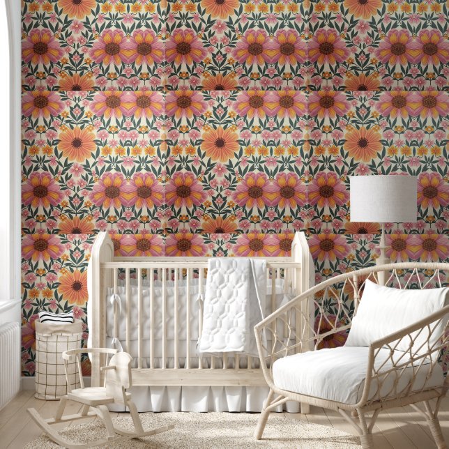 Spring Blossoms Floral Patroon Gordijn & Behang (Kinderen)