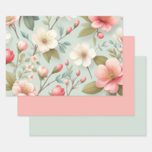 Spring Blossoms in Robin's Egg Blue Inpakpapier Vel
