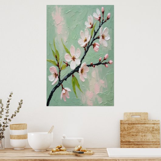 Spring Blossoms Oil Painting on Canvas Large Flora Poster (Keuken)