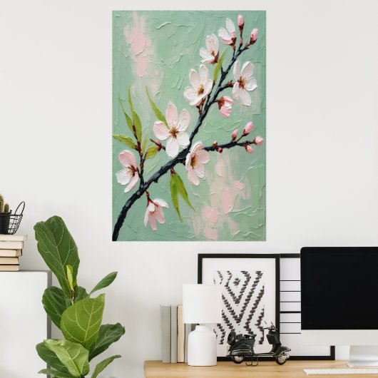 Spring Blossoms Oil Painting on Canvas Large Flora Poster (Thuiskantoor)