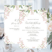 Spring Blossoms Roze Bloemen Munt met RSVP bruilof Kaart