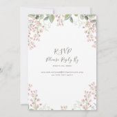Spring Blossoms Roze Bloemen Munt met RSVP bruilof Kaart (Achterkant)