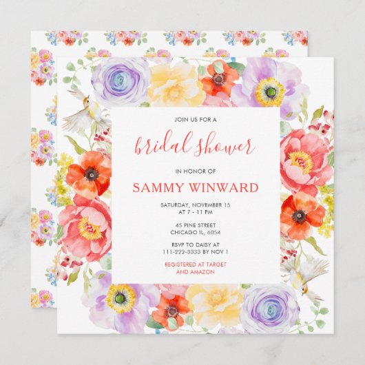 Spring Blossoms Wildflowers Vrijgezellenfeest Kaart (Voorkant / Achterkant)