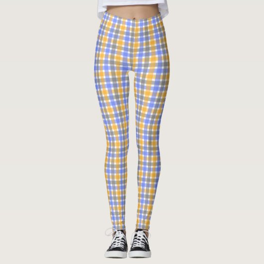 Spring Blue Check Pattern Leggings (Voorkant)
