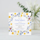 Spring Blue en Yellow Flowers Vrijgezellenfeest Kaart (Staand voorkant)