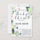 Spring Blue Floral Baby shower Invitation Save The Date (Voorkant)