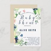 Spring Blue Floral Baby shower Invitation Save The Date (Voorkant / Achterkant)