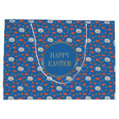 Spring Blue Floral Pattern Christelijk Happy Easte Groot Cadeauzakje (Achterkant)