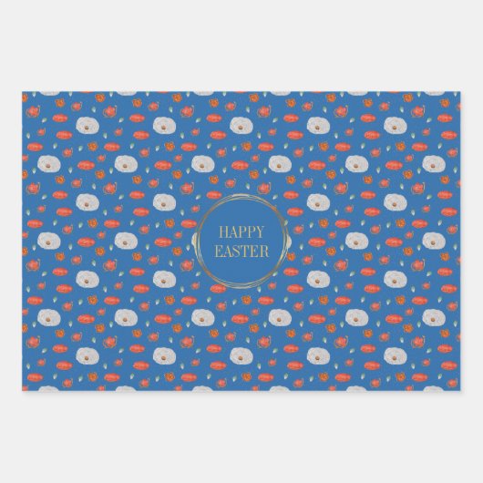 Spring Blue Floral Pattern Christelijk Happy Easte Inpakpapier Vel (Voorkant 2)