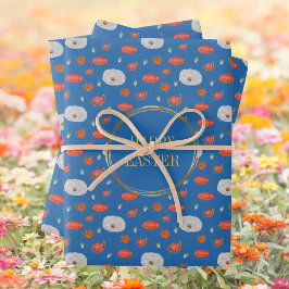 Spring Blue Floral Pattern Christelijk Happy Easte Inpakpapier Vel