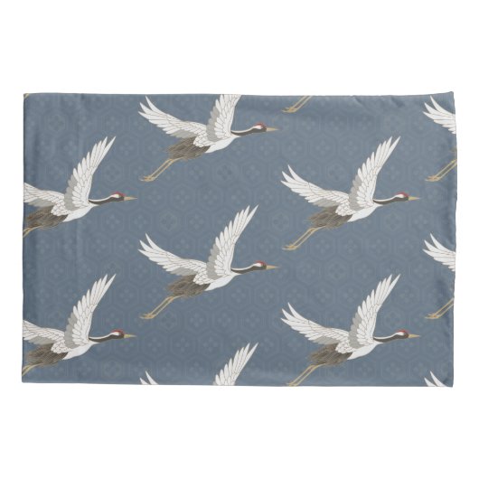 Spring Blue Flying Cranes Kussensloop (Achterkant)