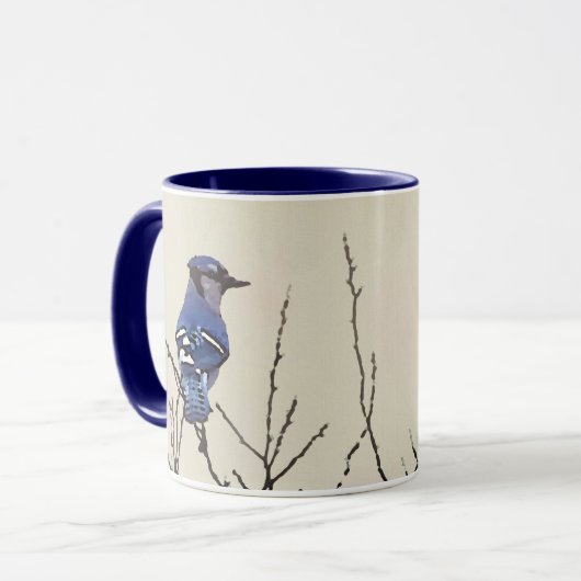 Spring Blue Jay Fine Art voor vogelovers Mok (Voorkant links)