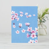 Spring Blue Sky Cherry Blossom Flowers Warecolor Feestdagenkaart (Staand voorkant)