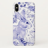 Spring Blue & White Bunny & Bird Floral Delft Case-Mate iPhone Case (Achterkant)