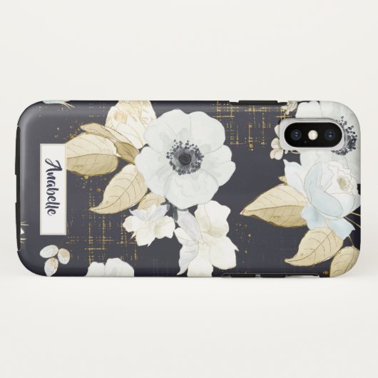 Spring Blue & White Flowers op marineachtergrond Case-Mate iPhone Case (Achterkant (horizontaal))