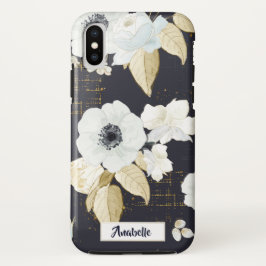 Spring Blue & White Flowers op marineachtergrond Case-Mate iPhone Case