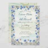 Spring Blue Wildflower Acryl Huwelijksuitnodiging Kaart (Voorkant / Achterkant)