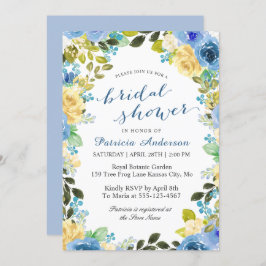 Spring Blue Yellow Floral Romantic Bridal Show Kaart