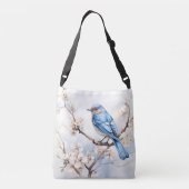 Spring Bluebird in de bloeiende boom Crossbody Tas (Achterkant)