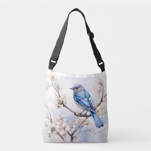 Spring Bluebird in de bloeiende boom Crossbody Tas (Voorkant)