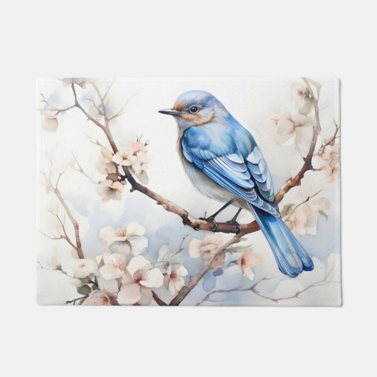Spring Bluebird in de bloeiende boom Deurmat (Voorkant)