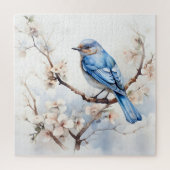 Spring Bluebird in de bloeiende boom Legpuzzel (Verticaal)