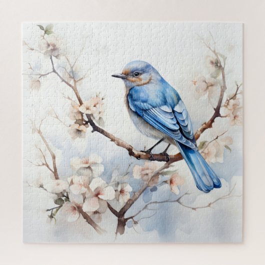 Spring Bluebird in de bloeiende boom Legpuzzel (Verticaal)