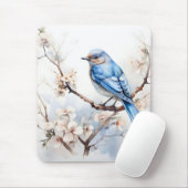 Spring Bluebird in de bloeiende boom Muismat (Met muis)