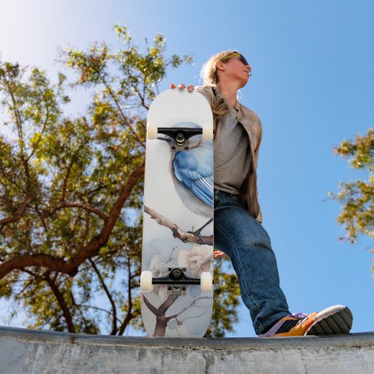 Spring Bluebird in de bloeiende boom Persoonlijk Skateboard (Buiten 1)