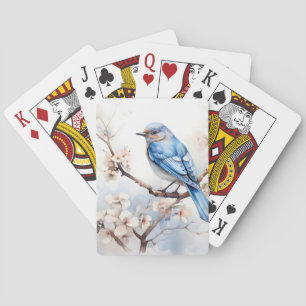 Spring Bluebird in de bloeiende boom Pokerkaarten