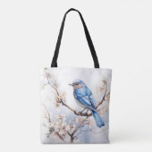 Spring Bluebird in de bloeiende boom Tote Bag (Achterkant)