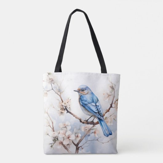 Spring Bluebird in de bloeiende boom Tote Bag (Achterkant)