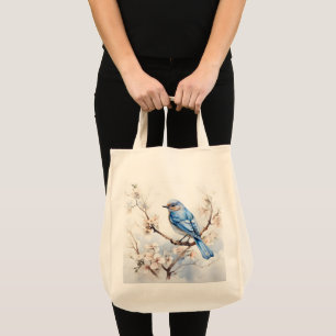Spring Bluebird in de bloeiende boom Tote Bag