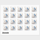 Spring Bluebird in de bloeiende boom Vierkante Sticker (Vel)