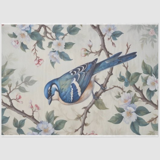 Spring Bluebird Ontwerp Decoupage Tissuepapier (Voorkant)