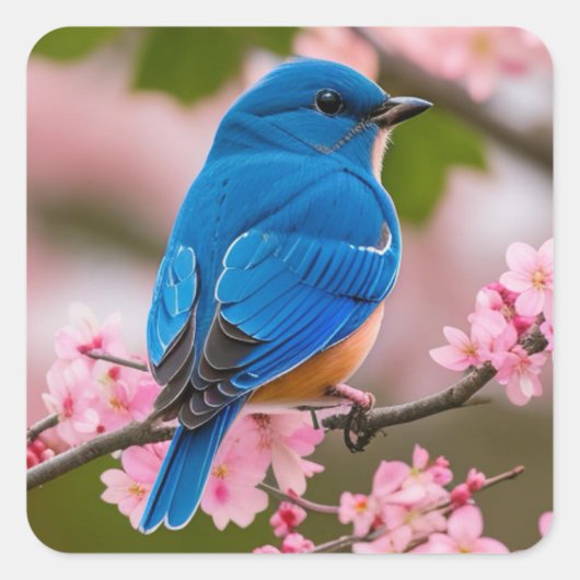 Spring Bluebird Vierkante Sticker (Voorkant)