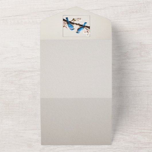 Spring Bluebirds Bruiloft All In One Uitnodiging (Buitenkant)