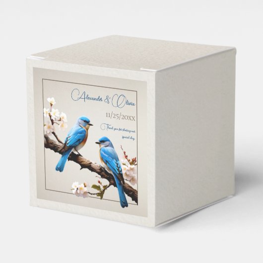 Spring Bluebirds Bruiloft Bedankdoosjes (Voorkant Zijde)