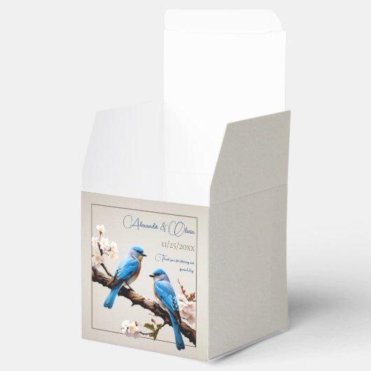 Spring Bluebirds Bruiloft Bedankdoosjes (Geopend)