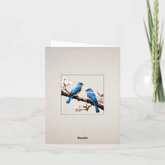 Spring Bluebirds Bruiloft Dank u Bedankkaart (Achterkant)