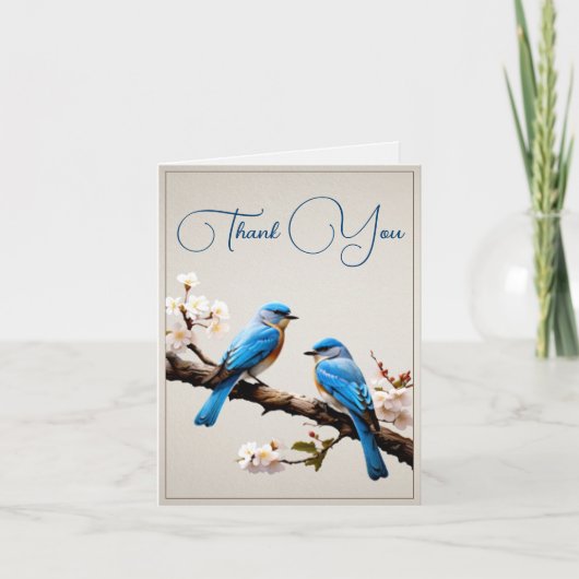 Spring Bluebirds Bruiloft Dank u Bedankkaart (Voorkant)