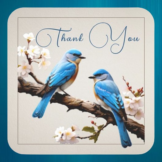 Spring Bluebirds Bruiloft Dank u Vierkante Sticker