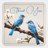 Spring Bluebirds Bruiloft Dank u Vierkante Sticker (Voorkant)