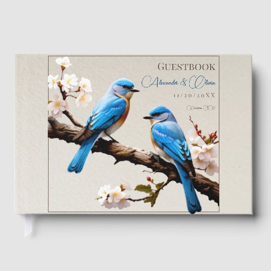 Spring Bluebirds Bruiloft Gastenboek (Voorkant)