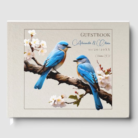 Spring Bluebirds Bruiloft Gastenboek (Voorkant)