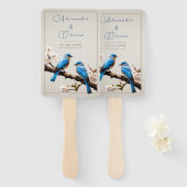 Spring Bluebirds Bruiloft Handwaaier (Voorkant en achterkant)