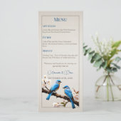 Spring Bluebirds Bruiloft Menu (Staand voorkant)