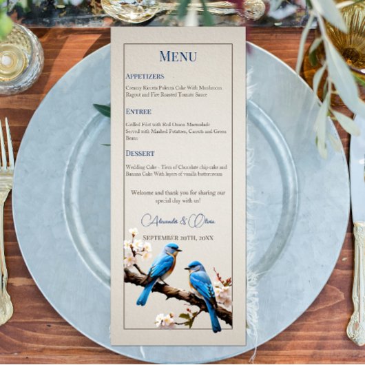 Spring Bluebirds Bruiloft Menu