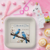 Spring Bluebirds Bruiloft Papieren Bordje (Feest)