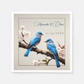 Spring Bluebirds Bruiloft Servet (Voorkant)
